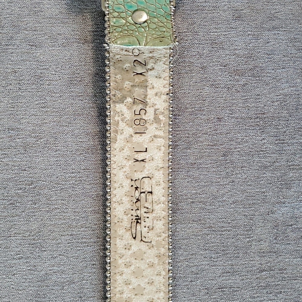 Exquisite b.b. simon Belt In Turquoise Italian Leather With Swarovski Crystals - Picture 7 of 11